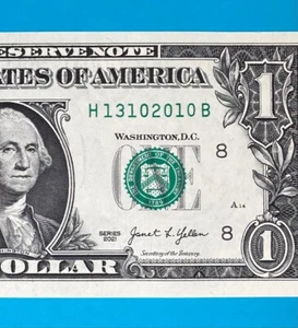 13 October, 2010 (H 13102010 B) $1 One Dollar Bill BIRTHDAY Note *UNC* - Picture 1 of 3
