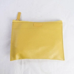 Furla x Eva Airlines Yellow Pebbled Faux Leather Travel Zip Pouch Cosmetics Bag - Picture 1 of 4