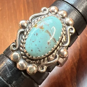 Vintage Bell Trading Post Native Sterling #8 Turquoise Ring Sz 5 - Picture 1 of 16