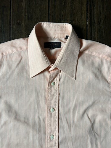 SAINT LAURENT (YSL) Camicia elegante rosa gessato vintage Yves Saint Laurent uomo taglia 16 32 33