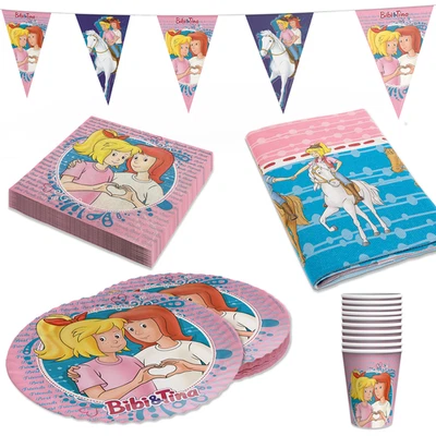 Bibi & Tina 38-tlg. Geburtstag - Teller Becher Servietten Wimpel Tischdecke Deko - Bild 1 von 4