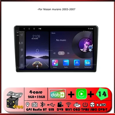 9"Android 14 Autoradio GPS SAT Navi DAB Carplay WIFI For Nissan Murano 2003-2007 - Image 1 of 4