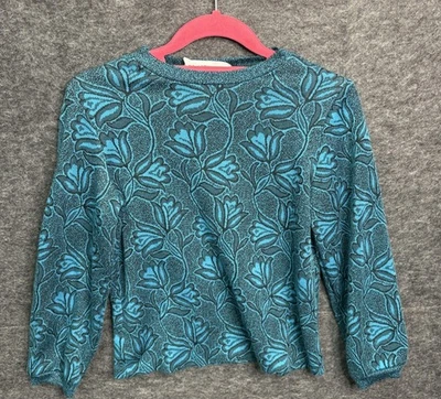 Suéter Blair Para Mujer Floral Azul S Acogedor Cuello Redondo Pullover Acrílico Poliéster Foto 1 de 4