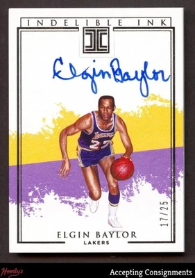 Tinta indeleble impecable Panini 2019-20 #30 Elgin Baylor automático 17/25 Lakers Foto 1 de 2