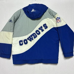 Vintage 90s Dallas Cowboys NFL Pro Line Apex One Full Zip Hooded Jacket Coat M - Picture 1 of 16