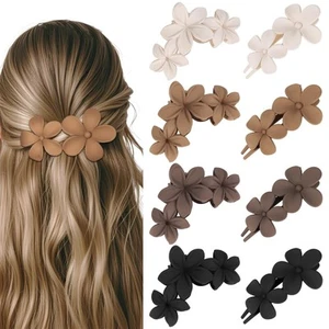 8PCS Flat Hair Clip for Women Flower Claw Clips Strong Hold Hawaiian Accessories - Picture 1 of 6