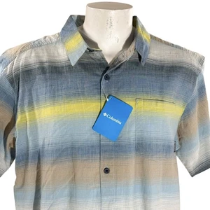 Columbia Shirt Under Exposure XL blau-grau gelb gestreift Neu mit Etikett - Bild 1 von 8