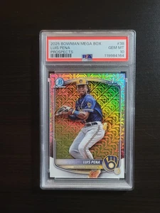 Bowman Chrome #bcp38 Luis Peña 2025 Mega Box Mojo Refractor Brewers PSA 10 - Imagen 1 de 2