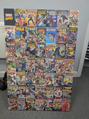 Portadas de cómic retro Marvel collage impresión en lienzo 35" de alto (1 de 2) (apagado) Foto 1 de 2
