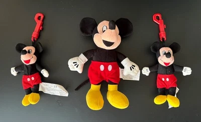 Vintage 3 MICKEY MOUSE TOYS PLUSH & 2 KEYRINGS Coca Cola DISNEY COKE Promo MINT - Image 1 of 4