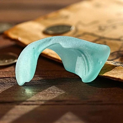 Grueso de vidrio de mar azul raro - Suministro de artesanía caído para joyería o arte Foto 1 de 4