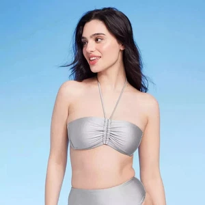 Neckholder-Bandeau-Bikini-Top für Damen gerafft vorne – Shade & Shore Größe M (8-10) - Bild 1 von 1