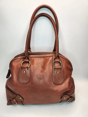 Banana Republic Tan Brown Bowling Bag Dome Cow Leather Large Tote Genuin - Image 1 of 4