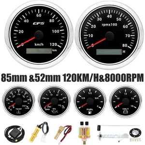 6 Gauge Set 85mm GPS Geschwindigkeitsmesser 120km/h&tacho 8000RPM für Bootswagen - Bild 1 von 22