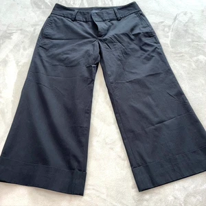 Banana Republic Damen 6 schwarz Y2K weites Bein Hose Bündchen Knöchel Crop - Bild 1 von 7