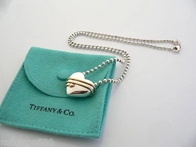 Tiffany & Co Plata Oro 18K Corazón Flecha Collar Colgante Cuentas 18 Pulgadas Regalo Amor Foto 1 de 4
