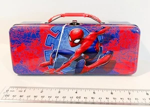 Spiderman Tin Pencil Case with Latch and Handle - Has Minor Dents - Picture 1 of 4