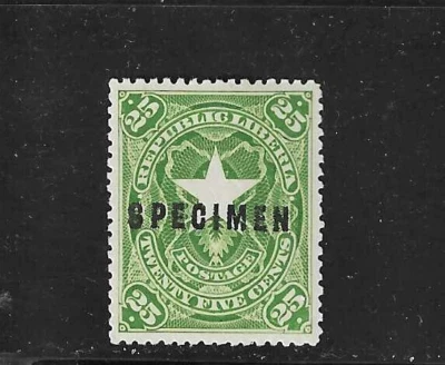 Liberia 1896 25c star, SPECIMEN overprint, #44 WATERLOW - Image 1 of 2