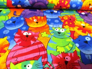 Katzen Cat bunt Catsville Katze Patchworkstoff Baumwolle Timeless 50x110 cm - Bild 1 von 5