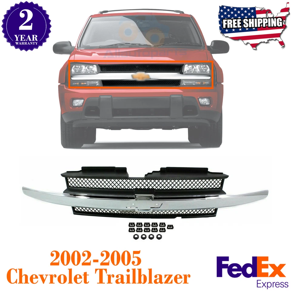 Conjunto de rejilla barra cromada para Chevrolet Trailblazer 2002-2005 Foto 1 de 4