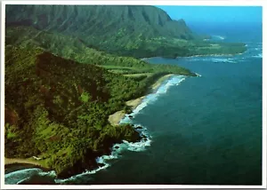Lumahai Beach Hanalei Bay Island of Kauai aerial view Hawaii Postcard - Picture 1 of 2