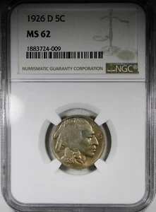 1926-D Buffalo Nickel NGC MS62 Lightly Toned Coin Uncirculated - Picture 1 of 2