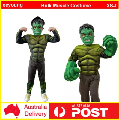 Niños Hulk Músculo Cosplay Marvel Superhéroe Mono Semana del Libro Disfraz de Navidad Foto 1 de 4