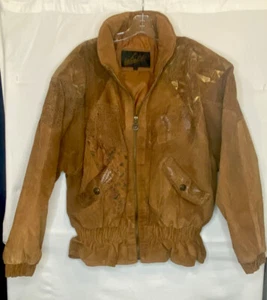 Vintage 80s Winlet Soft Leather Jacket Women’s Medium Patches Suede Brown - Picture 1 of 13