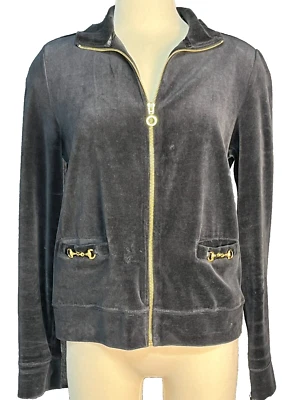 Chaqueta de terciopelo X-Treme Moves para mujer cremallera completa bolsillos delanteros negra dorada pequeña Foto 1 de 4