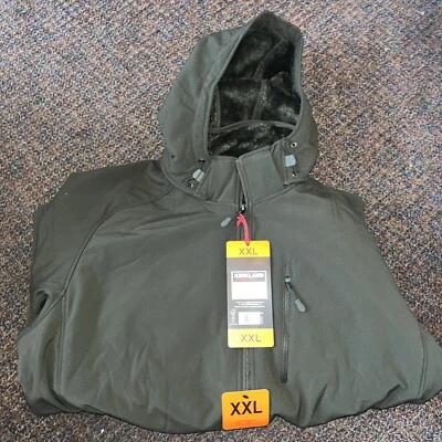 Kirkland Signature Men's Sherpa Lined Softshell Detachable Hood,Green XXL - Image 1 of 4