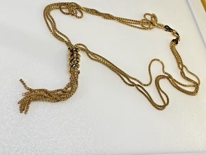 Vintage Sterling Silver Necklace Pendant Gold Plated Three Strands Y Drop Italy - Picture 1 of 12