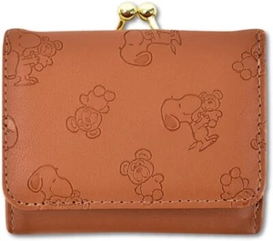 Tri-fold wallet compact wallet synthetic leather, ladies 0113, camel (SPIK-063) - Picture 1 of 9