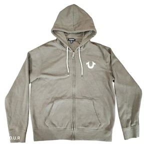 True Religion Hoodie Men's Olive Green Full Zip Graphic Print Casual Sweatshirt - Picture 1 of 1