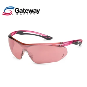 Gateway 37GY11 Parallax Safety Glasses Pink Temples, Gray Flex, Pink Mirror Lens - Picture 1 of 2
