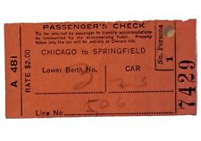 BIG 4 CCC & StL Passengers Check 1910 for route Chicago, IL to Springfield, OH