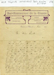 Dépt 13 - Tarascon Av. du Pont de Beaucaire - Belle Entête d'un Restaurant 1903 - Picture 1 of 1