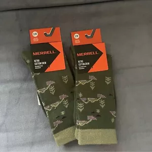 2 Pack Merrell Hiking Retro Cotton Crew Socks Size Small Medium - Picture 1 of 2