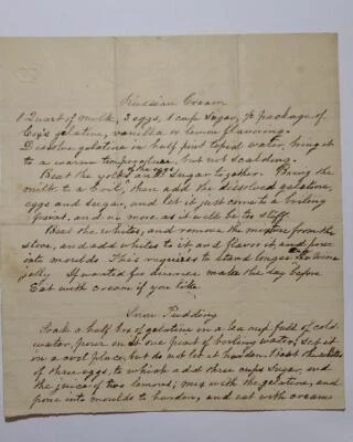 Carta confederada de la Guerra Civil ~ Receta de esposa para crema rusa y pudín de nieve Foto 1 de 2