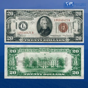 Fr.2305 1934A $20 Twenty Dollars FRN Brown Seal "HAWAII" WWII, VF+ #46421 - Picture 1 of 1