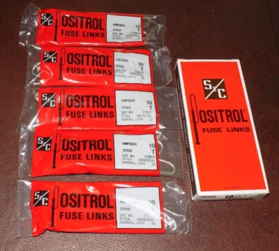 Lot of 5 NEW S&C ELECTRIC POSITROL FUSE LINK 279010 10A SPEED-T UNIVERSAL USA - Image 1 of 4