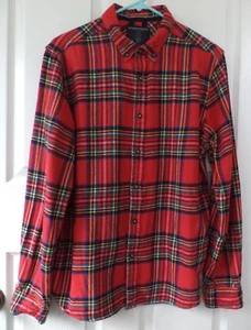 Denim & Flower Ricky Singh Red Flannel Plaid Shirt Men's Size L Cotton - Picture 1 of 8