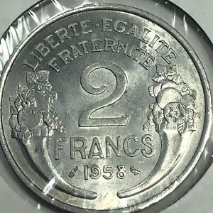 1958  France Uncirculated Two Francs Foreign Coin #1813