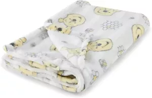 Disney Winnie The Pooh Baby Blanket Sherpa/Plush 30x40 Honeycomb - NEW - Picture 1 of 6