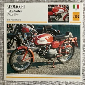 Aermacchi Harley Davidson 175 Ala d'Oro 1962 Italy Edito Atlas Motorcycle Card - Picture 1 of 2