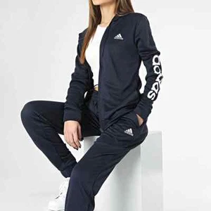 ADIDAS TUTA COMPLETA DONNA CON CAPPUCCIO IC3431 BLU NAVY SPORT ACETATA - Imagen 1 de 6