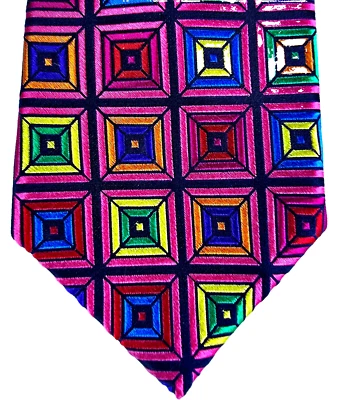 Corbata Paul Fredrick Para Hombres 100% Seda Bordada Cosida Patrón Geométrico 57 x 3.5 Foto 1 de 4