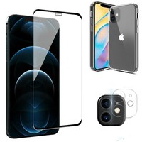 For iPhone 12/Pro/Max/Mini Case Cover+ Full Glass Screen Protecto+Camera Lens