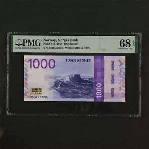 2019 Norway Norges Bank 1000 Kroner Pick#57a PMG 68 EPQ Superb Gem UNC - Picture 1 of 4