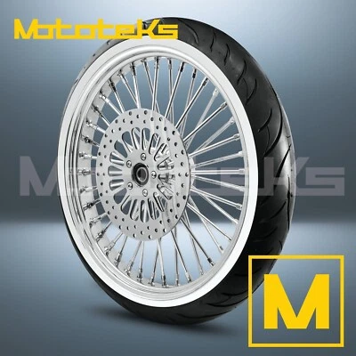 21X3.5 FAT SPOKE WHEEL 40 STAINLESS FOR HARLEY SOFTAIL SPORTSTER DYNA FRONT RIM - Image 1 of 4