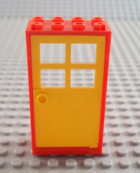 LEGO Red 2x4x6 Frame with Yellow Door Modular House Piece - Image 1 of 1